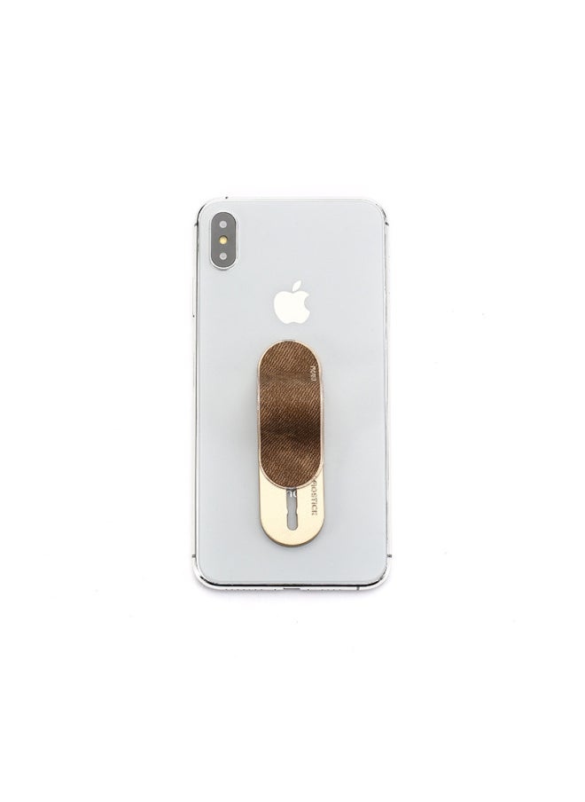 Generic Momostick Patent Push-Pull Mobile Phone Ring Buckle Stand Back Sticker Desktop Retro PU Faux Denim Leather-Color:White  - Image 3