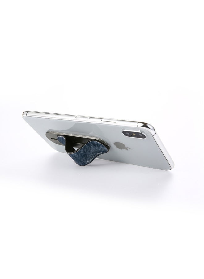 Generic Momostick Patent Push-Pull Mobile Phone Ring Buckle Stand Back Sticker Desktop Retro PU Faux Denim Leather-Color:White  - Image 5