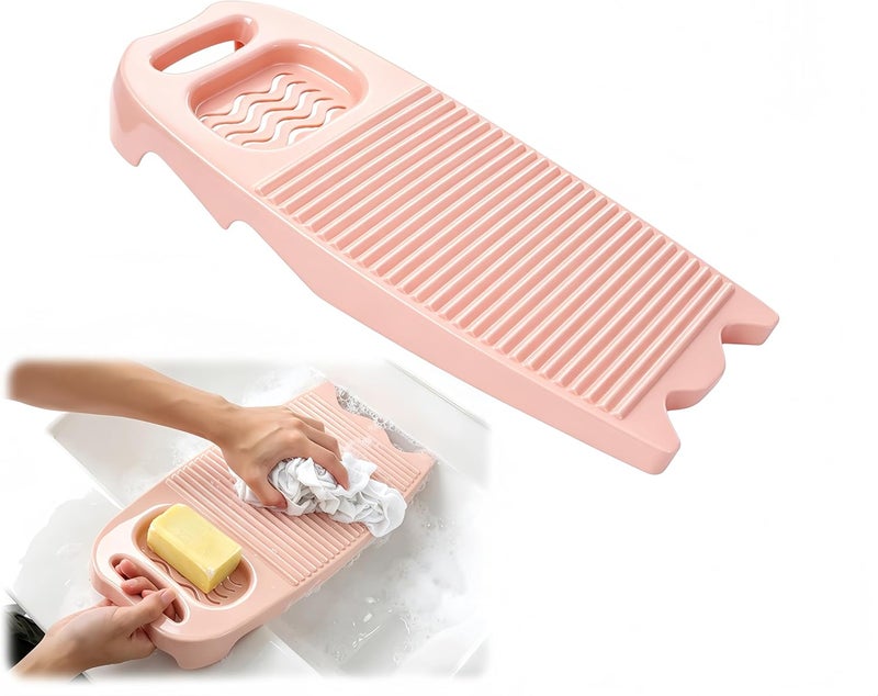 Cansybil Hanging space save Non-Slip Laundry Washing Board, Household Washboard, Hand Wash Board, Manual Wash Clothes Laundry Pad Scrubbing Board for Household(15.7x8.07x1.06inches) (B-Light Pink) Globally engineered build - Image 1