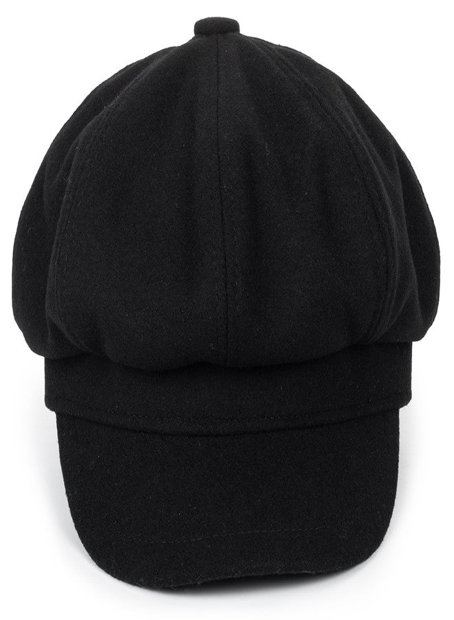 Vikodah Kids Newsboy Caps Beret Hats 8-Panel Baseball Pageboy Cabbie Sailor Hat Wool Felt for Boys Girls 2-6 Years Black - Image 3