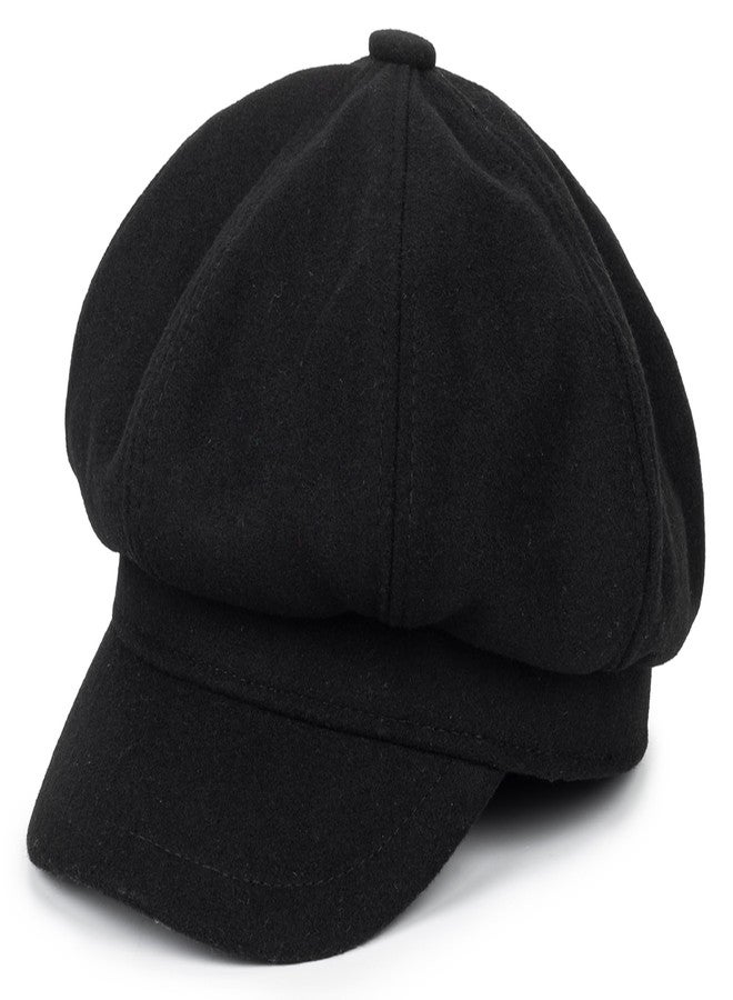 Vikodah Kids Newsboy Caps Beret Hats 8-Panel Baseball Pageboy Cabbie Sailor Hat Wool Felt for Boys Girls 2-6 Years Black - Image 2