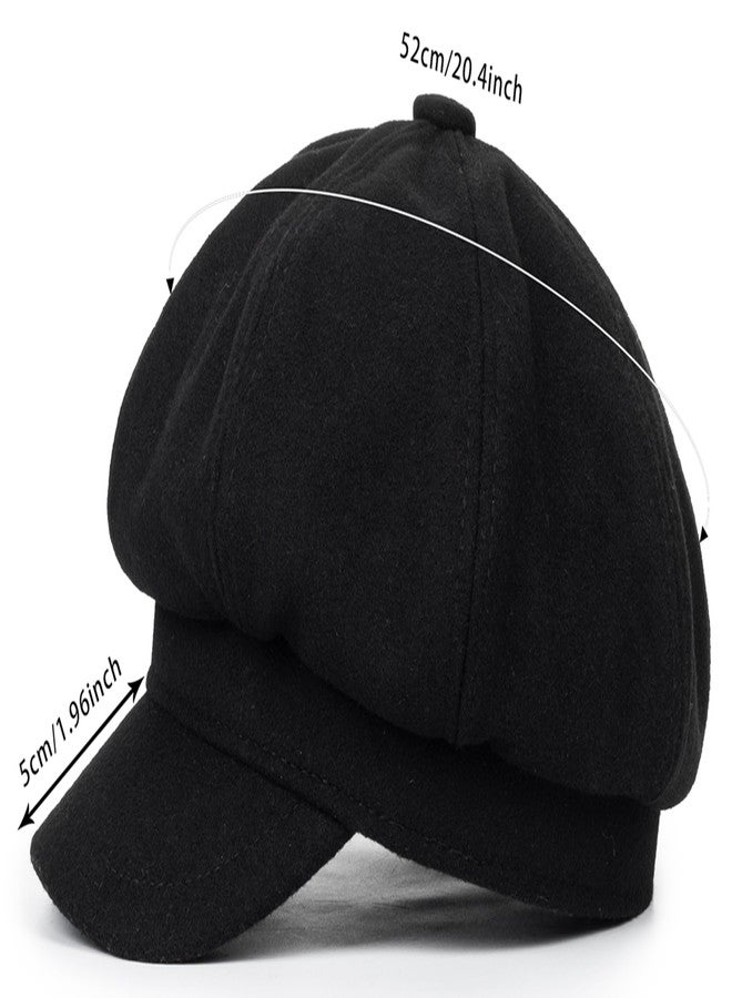 Vikodah Kids Newsboy Caps Beret Hats 8-Panel Baseball Pageboy Cabbie Sailor Hat Wool Felt for Boys Girls 2-6 Years Black - Image 5