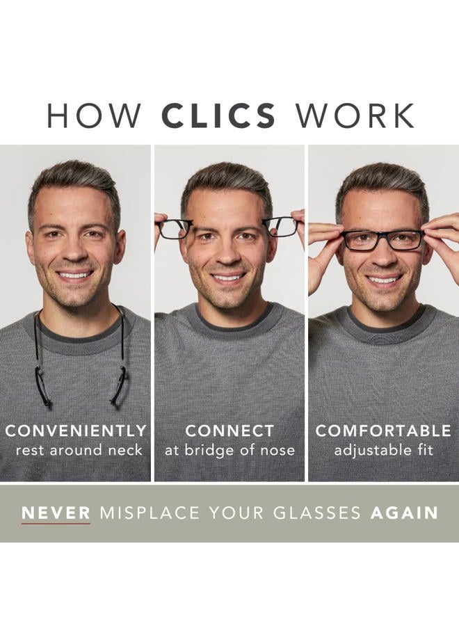 clic Magnetic Reading Glasses for Men or Women, Computer Readers, Original (S-M, Red, 3.00 Magnification)  - Image 3