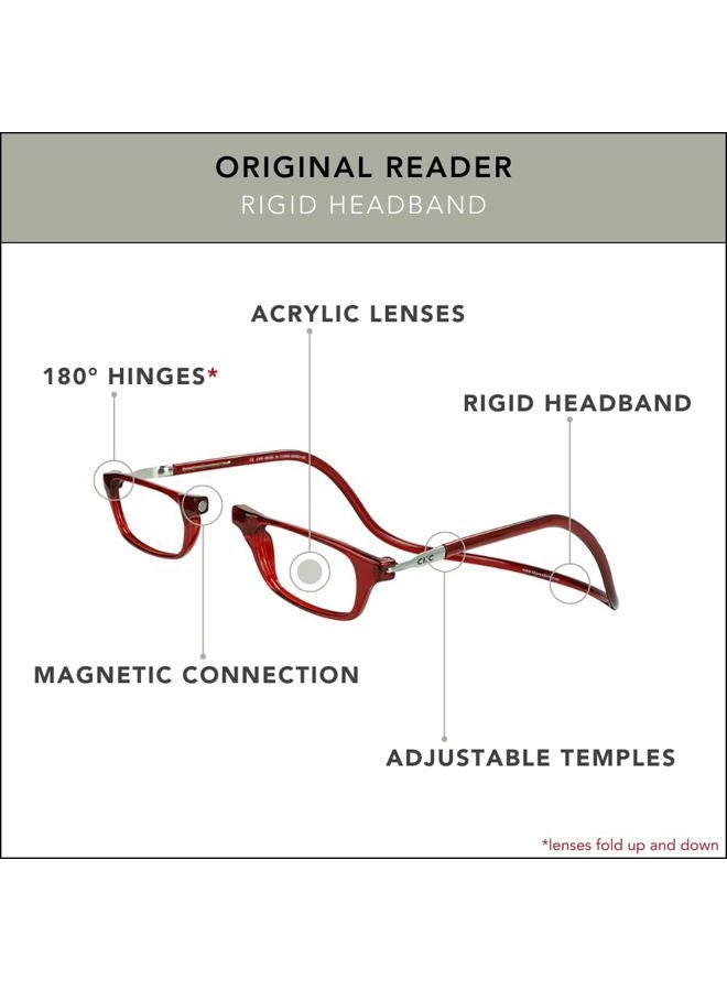 clic Magnetic Reading Glasses for Men or Women, Computer Readers, Original (S-M, Red, 3.00 Magnification)  - Image 4