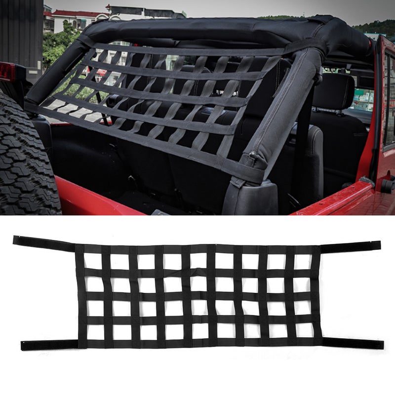 Car Roof Storage Network Cover Fit for Jeep Wrangler TJ JK JL1997-2018Black - Image 5