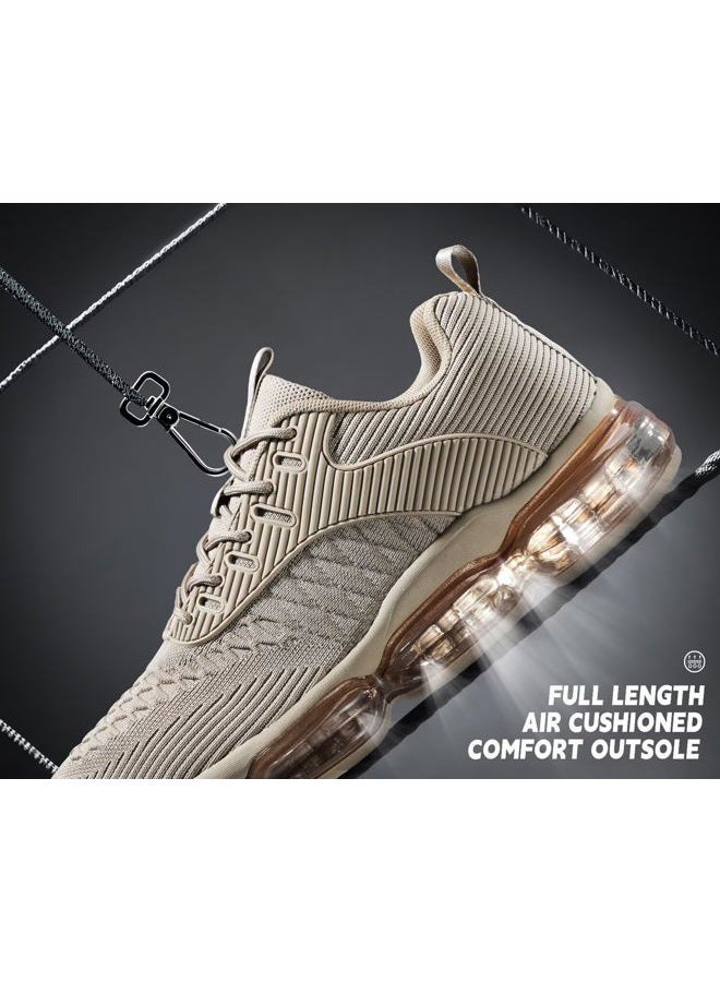 Kapsen Mens Running Shoes Air Cushion Tennis Walking Sneakers Casual Sport Gym Jogging, Khaki, 6.5 - Image 5