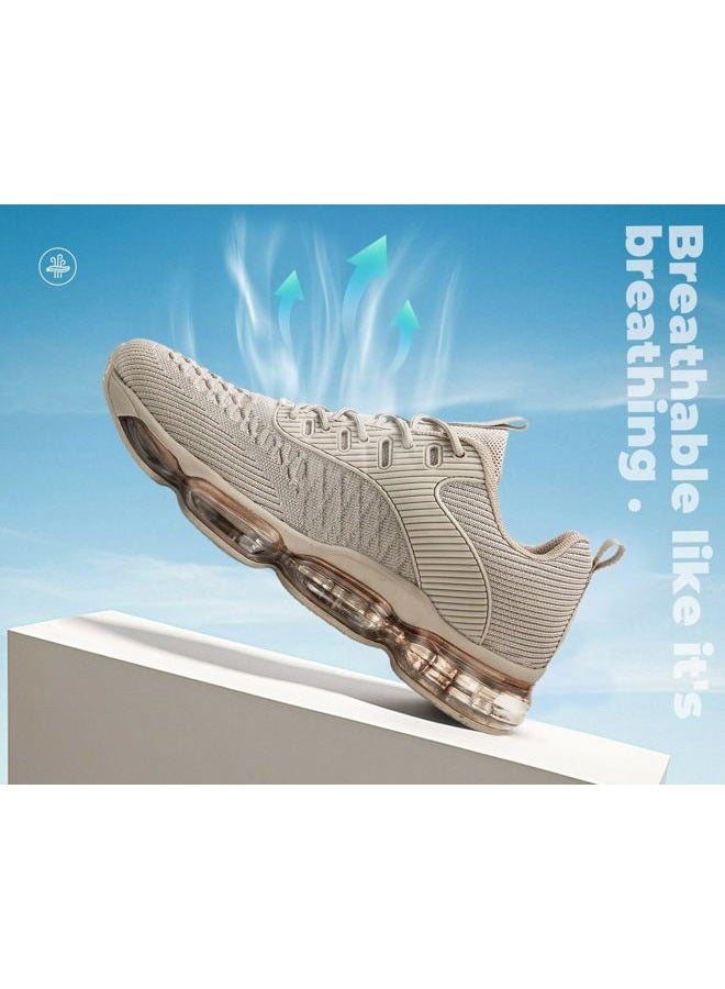 Kapsen Mens Running Shoes Air Cushion Tennis Walking Sneakers Casual Sport Gym Jogging, Khaki, 6.5 - Image 4