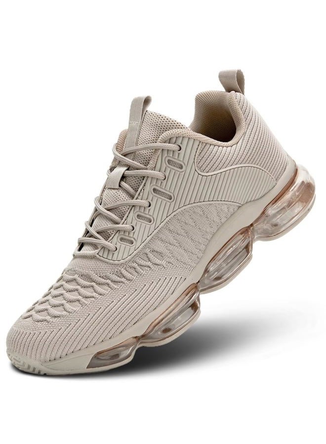 Kapsen Mens Running Shoes Air Cushion Tennis Walking Sneakers Casual Sport Gym Jogging, Khaki, 6.5 - Image 1