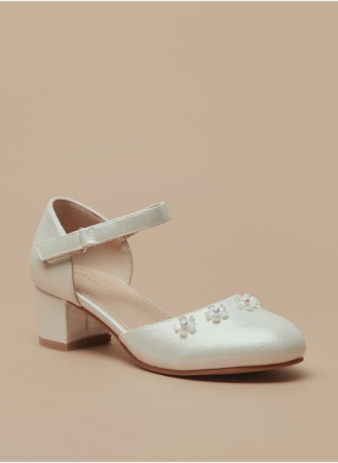 Flora Bella - Girls Embellished Block Heel D'Orsay with Hook and Loop Closure - Image 1
