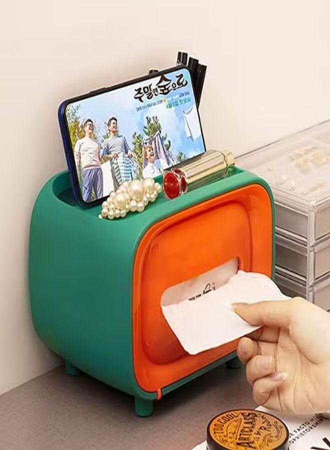 ACLIX Multifunctional Cosmetic Storage Box With Tissue Box And Mobile Holden For Home Office Table - Image 1