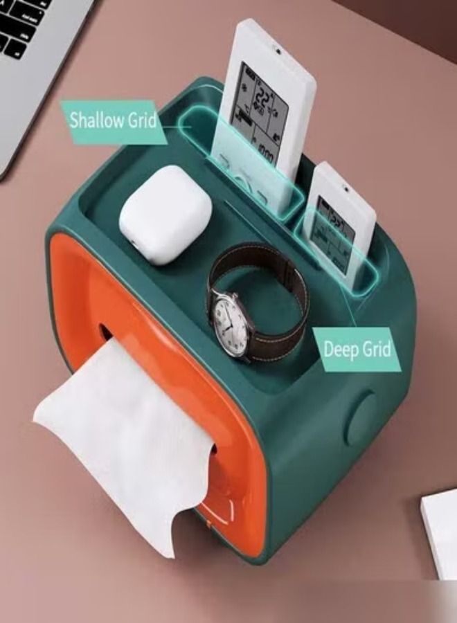 ACLIX Multifunctional Cosmetic Storage Box With Tissue Box And Mobile Holden For Home Office Table - Image 3