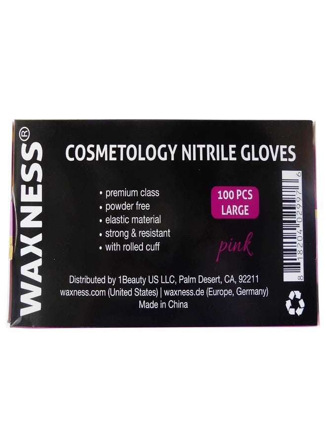 Waxness Cosmetology Nitrile Gloves Pink, Large, 100 pcs/box - Image 3