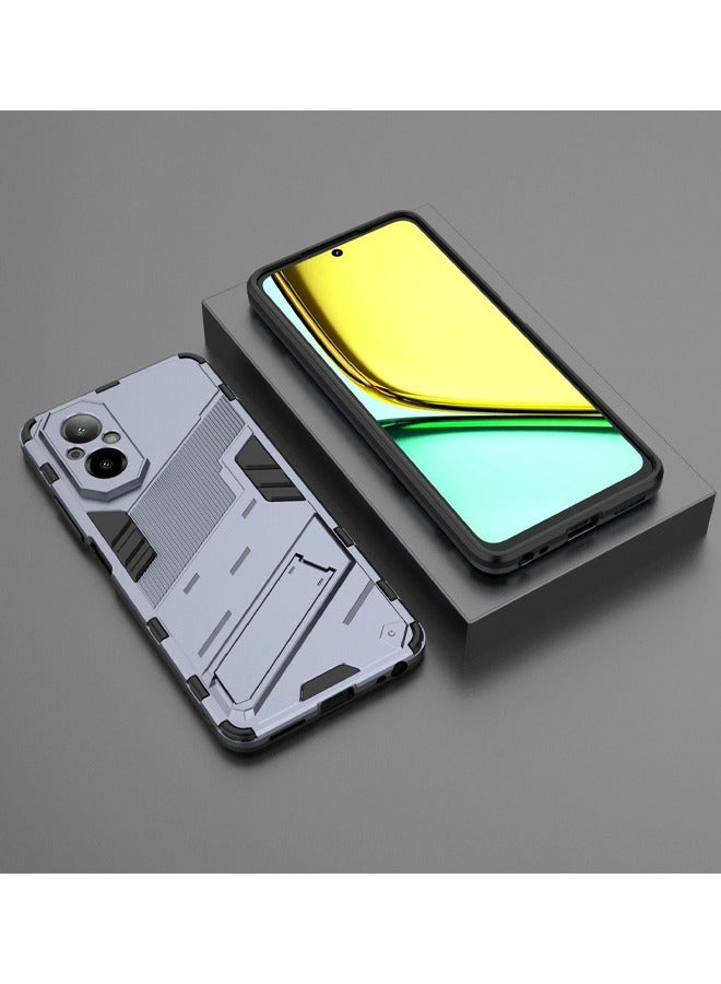 Realme C67 4G Cover, Realme C67 Case with Magnetic Holder, Punk Design Style Heavy Duty Shockproof Protective Phone Case for Realme C67 4G, Grey - Image 2