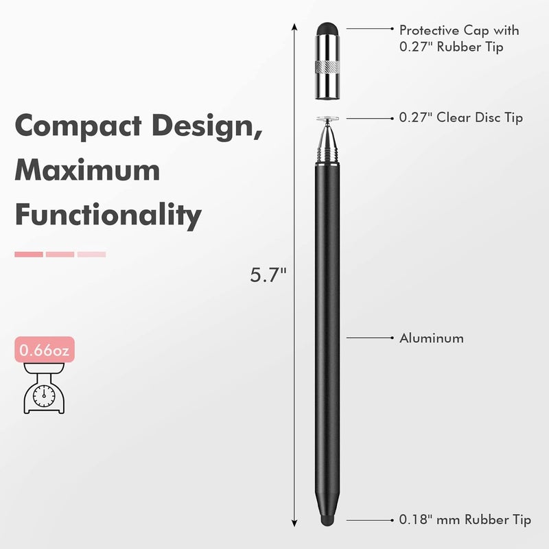 MEKO 3 in 1 Stylus Pens for Touch Screens, High Sensitivity & Precision Capacitive Stylus Pencil for Apple iPad iPhone Tablets Universal Touchscreen Devices (2 Pack-Black/Rose Gold) - Image 3