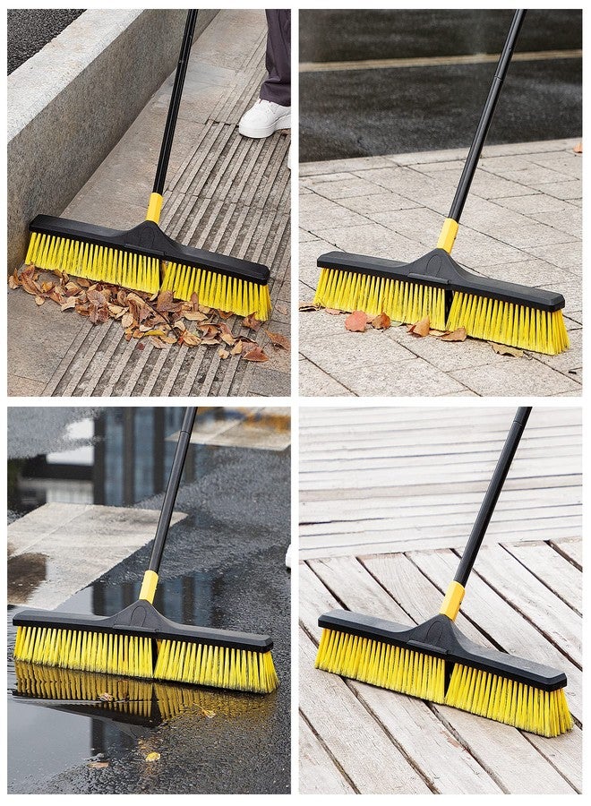 Yocada 24 inch Push Broom Brush Stiff Bristles Heavy-Duty Outdoor Commercial for Cleaning Bathroom Kitchen Patio Garage Deck Concrete Wood Stone Tile Floor 65.3inch Long Handle 2PCS - Image 4