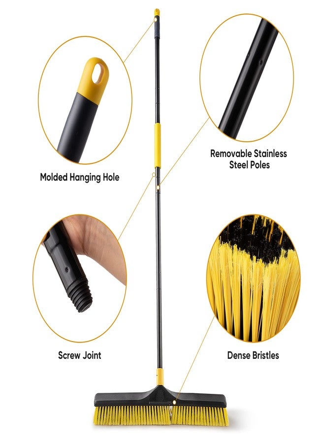 Yocada 24 inch Push Broom Brush Stiff Bristles Heavy-Duty Outdoor Commercial for Cleaning Bathroom Kitchen Patio Garage Deck Concrete Wood Stone Tile Floor 65.3inch Long Handle 2PCS - Image 5