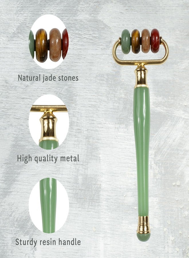 يو رو أسطوانة تدليك الوجه متعددة الأحجار من اليشم من يورو لوكس للعناية بالبشرة، والانتفاخ، والتجاعيد، والاسترخاء، وتحسين الدورة الدموية، وامتصاص المنتجات، والتدليك، أداة لتجديد شباب الوجه للنساء والرجال، متعددة الألوان - Image 4