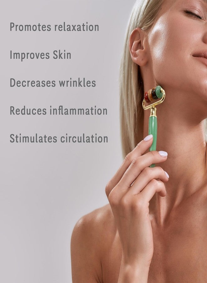 يو رو أسطوانة تدليك الوجه متعددة الأحجار من اليشم من يورو لوكس للعناية بالبشرة، والانتفاخ، والتجاعيد، والاسترخاء، وتحسين الدورة الدموية، وامتصاص المنتجات، والتدليك، أداة لتجديد شباب الوجه للنساء والرجال، متعددة الألوان - Image 2