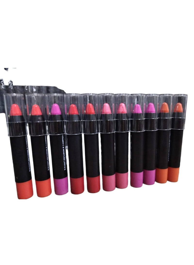 Generic Lip Stick 11 Colors Set for Girls With Lip Balm And Protection From Cracks  - Image 1