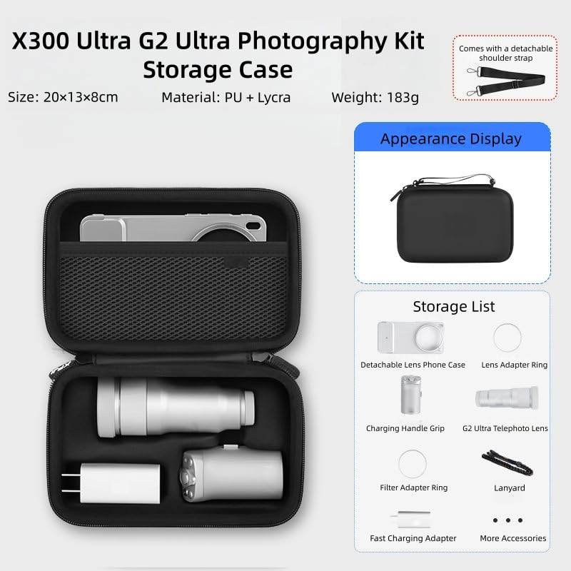 حقيبة حمل متوافقة مع مجموعة التصوير VIVO X300 Ultra G2، حقيبة تخزين EVA مقاومة للصدمات والماء مع حزام كتف (النمط 2) - Image 2