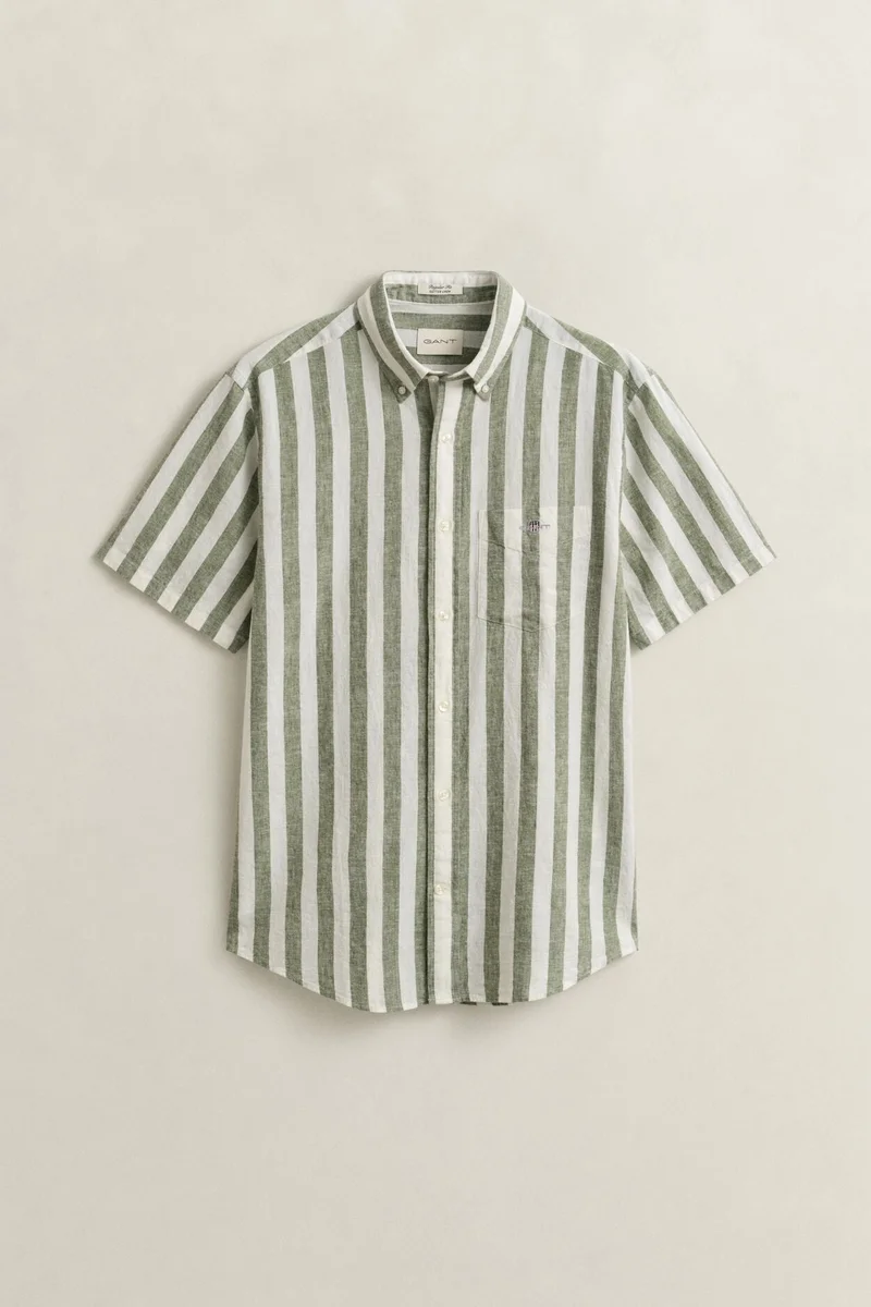 GANT  Regular Cotton Linen Stripe Short SleeveShirt for Men | Best Price UAE