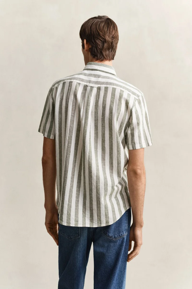 GANT  Regular Cotton Linen Stripe Short SleeveShirt for Men | Best Price UAE