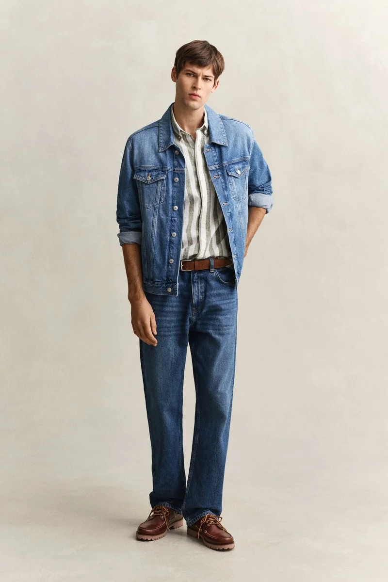 GANT  Regular Cotton Linen Stripe Short SleeveShirt for Men | Best Price UAE