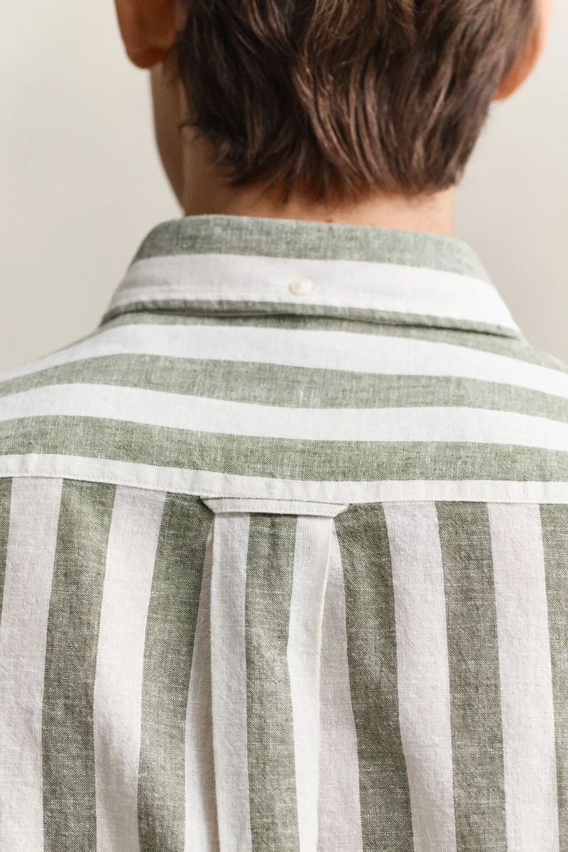 GANT  Regular Cotton Linen Stripe Short SleeveShirt for Men | Best Price UAE
