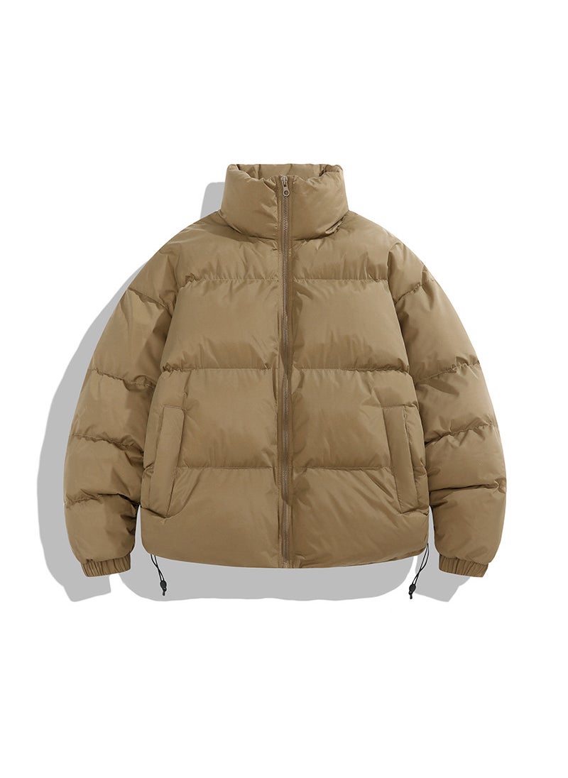 Generic - 2024 Mens Autumn Winter Warm Cotton-Padded Loose Fit Stand Collar Casual Cotton Coat Versatile Puffer Jacket For Casual Scenes brown - Image 1