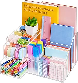 VITVITI Vitviti Acrylic Desk Organizer, Clear Pencil Organizer for Desk, Multifunctional Desktop Stationary Pen - Image 1