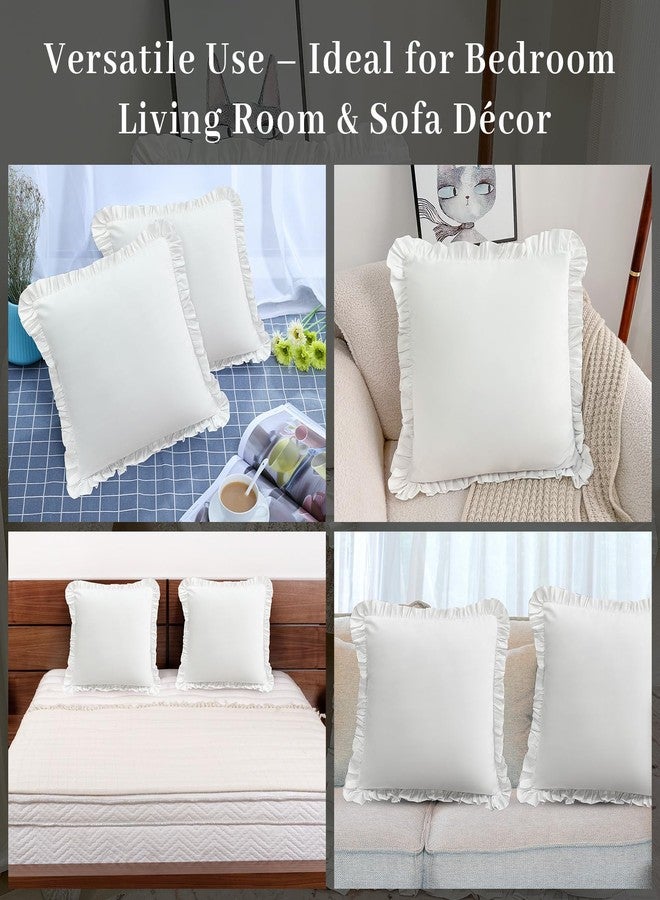 Dekeyoo أغطية وسائد أوروبية من ديكييو، مقاس 26×26 بوصة، طقم من قطعتين، مصنوعة من ألياف دقيقة ناعمة 100%، غطاء وسادة أبيض بإغلاق ظرفي. - Image 4