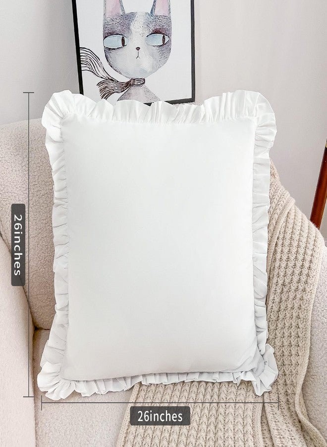 Dekeyoo أغطية وسائد أوروبية من ديكييو، مقاس 26×26 بوصة، طقم من قطعتين، مصنوعة من ألياف دقيقة ناعمة 100%، غطاء وسادة أبيض بإغلاق ظرفي. - Image 2