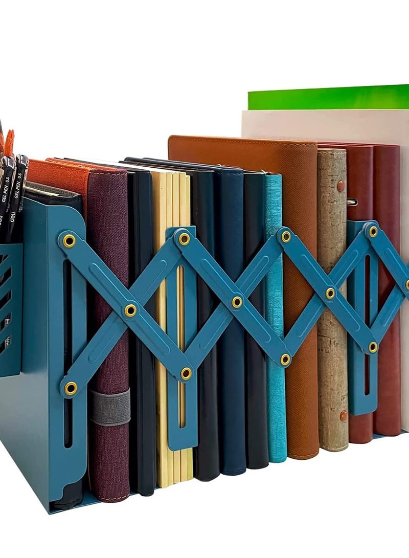 Excefore Adjustable Metal Bookends, Perfect for Books, Magazines, Albums, Office, Classroom, Library, Includes Pen Holder, Extends up to 19 inches - Image 1
