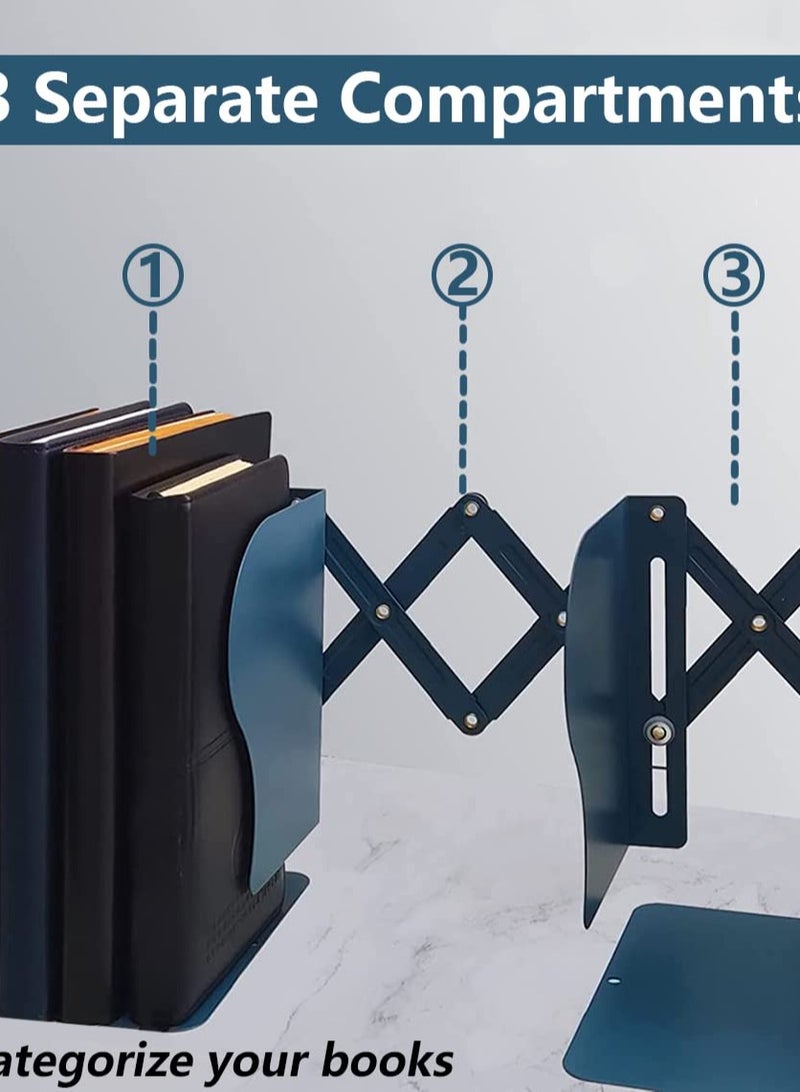 Excefore Adjustable Metal Bookends, Perfect for Books, Magazines, Albums, Office, Classroom, Library, Includes Pen Holder, Extends up to 19 inches - Image 5