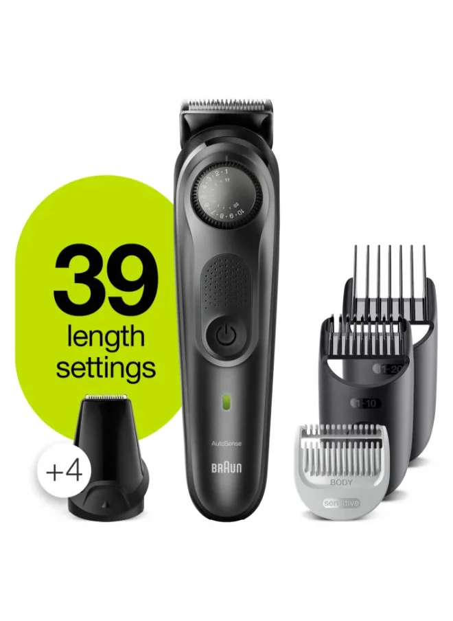 براون Rechargeable Beard And Hair Trimmer With Precision Dial 7 Attachments BT 7350 Black