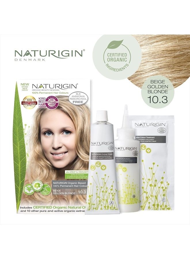 NATURIGIN Beige Golden Blonde Hair Dye 10.3 - Permanent Hair Color 100% Grey Coverage - Certified Organic Natural Ingredients, Deeply Nourishes the Hair - Ammonia Free, Vegan, Long Lasting Results - Image 2