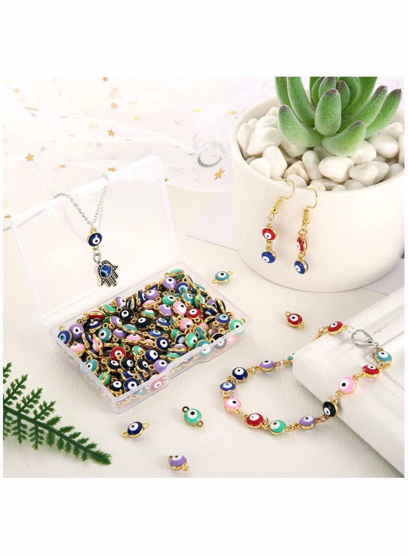 SYOSI Acrylic Evil Eye Beads, DIY Craft Jewelry Charms, Pendants with Double Hook for DIY Bracelet, 160pcs - Image 3