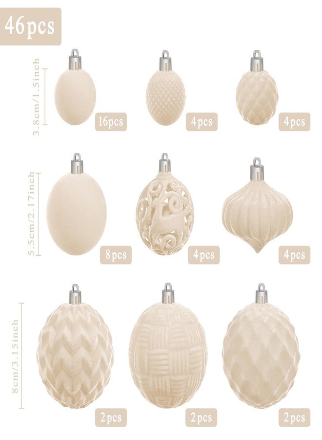 Artmag Velvet Christmas Ball Ornaments Set - 46pcs Shatterproof Plastic Flocked Christmas Tree Balls Assorted Sizes for Christmas Holiday Decor Decoration (Beige) - Image 2