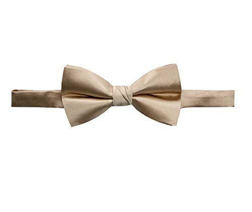 Spring Notion Men's Solid Color Satin Microfiber Bow Tie Champagne - Image 1