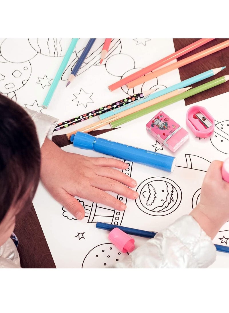 SYOSI Unicorn Stationery Set Include 2 Pcs Pencil Case Rulers Eraser Sharpener and Coin Purse for Girls and Boys - Image 3