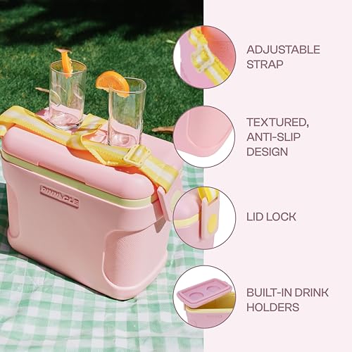 Pinnacle Passion 8L Chiller Ice Box |Fits 12 Cans |Holds Ice Upto 36 hrs| Adjustable Straps, Lid-Lock & Drink Holder| Portable Insulated Ice Cooler Box for Picnic, Car Travelling, Parties (Pink) - Image 4