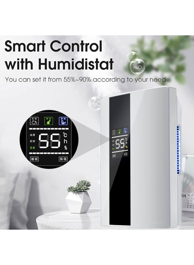 INGUNAR مجفف هواء كهربائي منزلي 24 ساعة مع شاشة لمسية ذكية وإضاءة LED يمكنه ضبط الرطوبة، وظيفة إزالة الجليد في درجات الحرارة المنخفضة، ومناسب للاستخدام في المنزل، المطبخ، الحمام، القبو، المكتب - Image 2