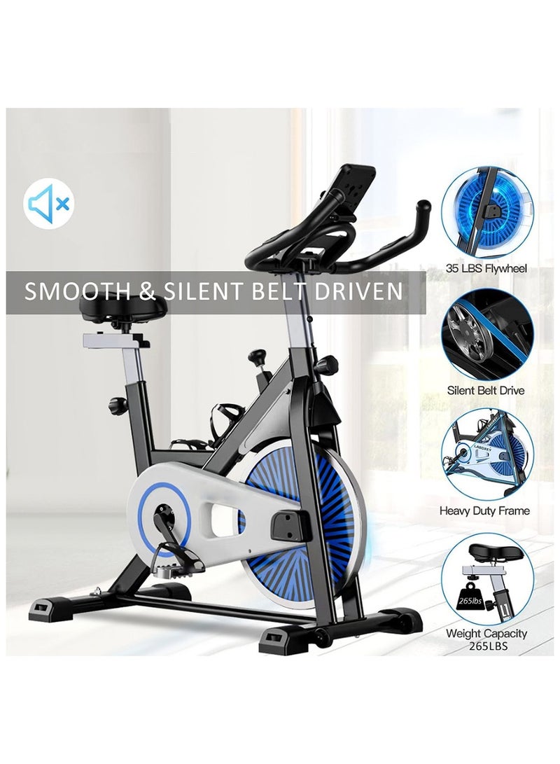 Generic Exercise Bike Indoor Cycling Bike Stationary Cycle Bike with Heart Rate Sensor & Comfortable Seat Cushion, Quiet Fitness Bike for Home Cardio Workout  - Image 3