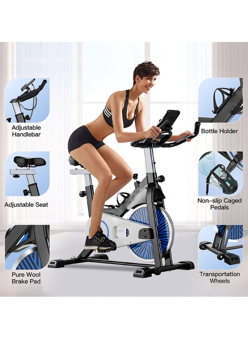 Generic Exercise Bike Indoor Cycling Bike Stationary Cycle Bike with Heart Rate Sensor & Comfortable Seat Cushion, Quiet Fitness Bike for Home Cardio Workout  - Image 4
