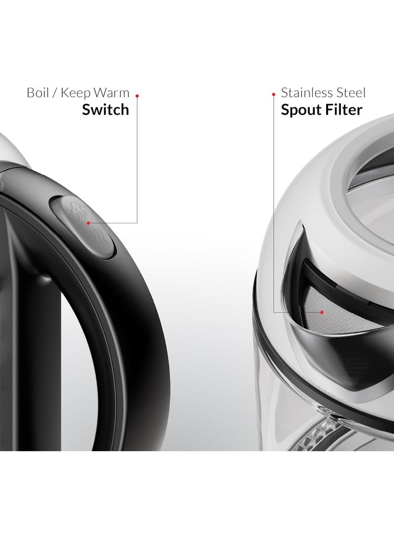 Feller 2200W 2-in-1 Teamaker, 2L Glass Kettle+1L Teapot by German Technology, STRIX, Keep-Warm+Boil-Dry+Overheat, Stainless Steel Teapot Kit - Image 3