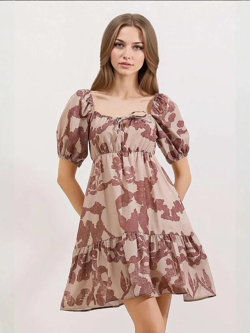 BIG DART BDART Square Neck A-Form Mini Dress with Bow