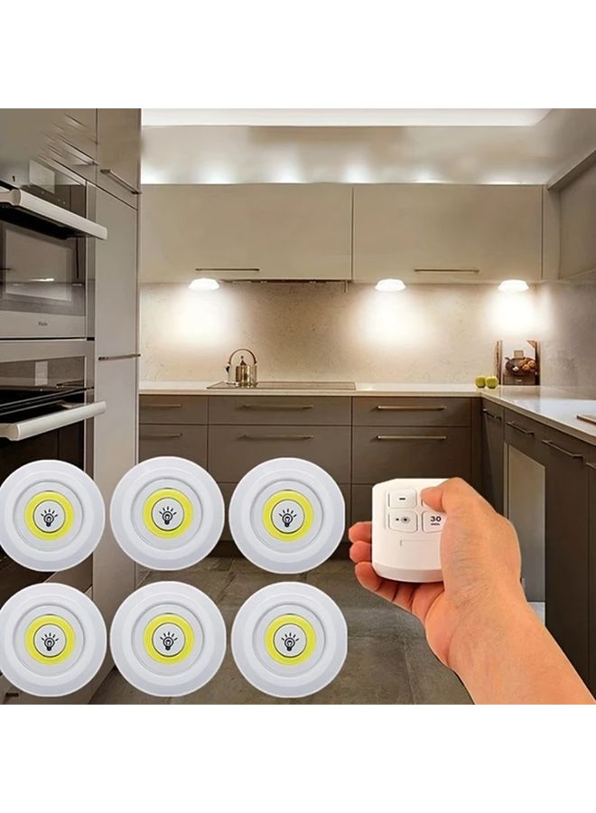 6 Dimmable LED Under Cabinet Lights With Remote Control 6500K White COB Night Lighting For Kitchen Closet Wardrobe - Image 1