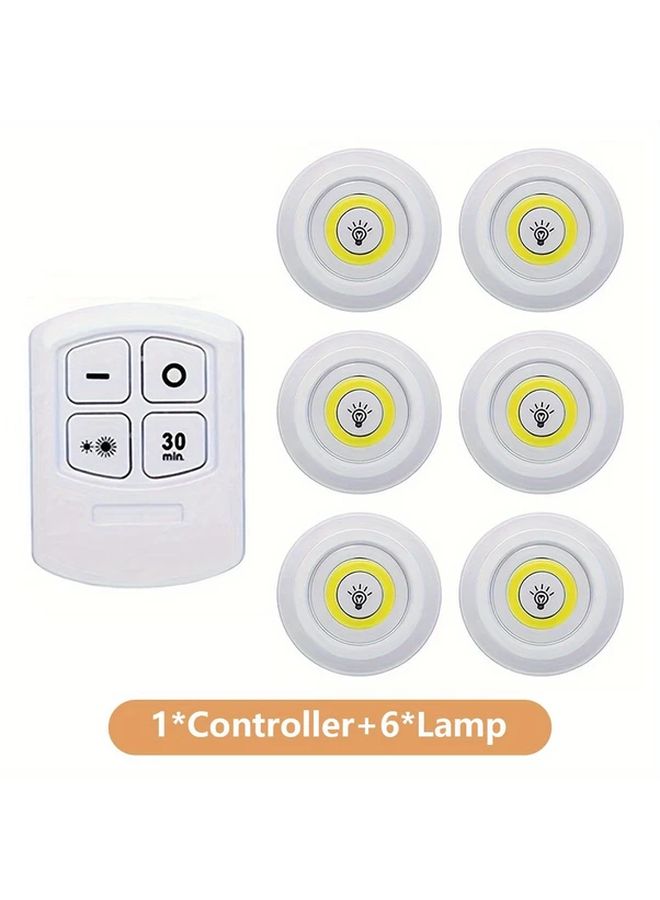 6 Dimmable LED Under Cabinet Lights With Remote Control 6500K White COB Night Lighting For Kitchen Closet Wardrobe - Image 2
