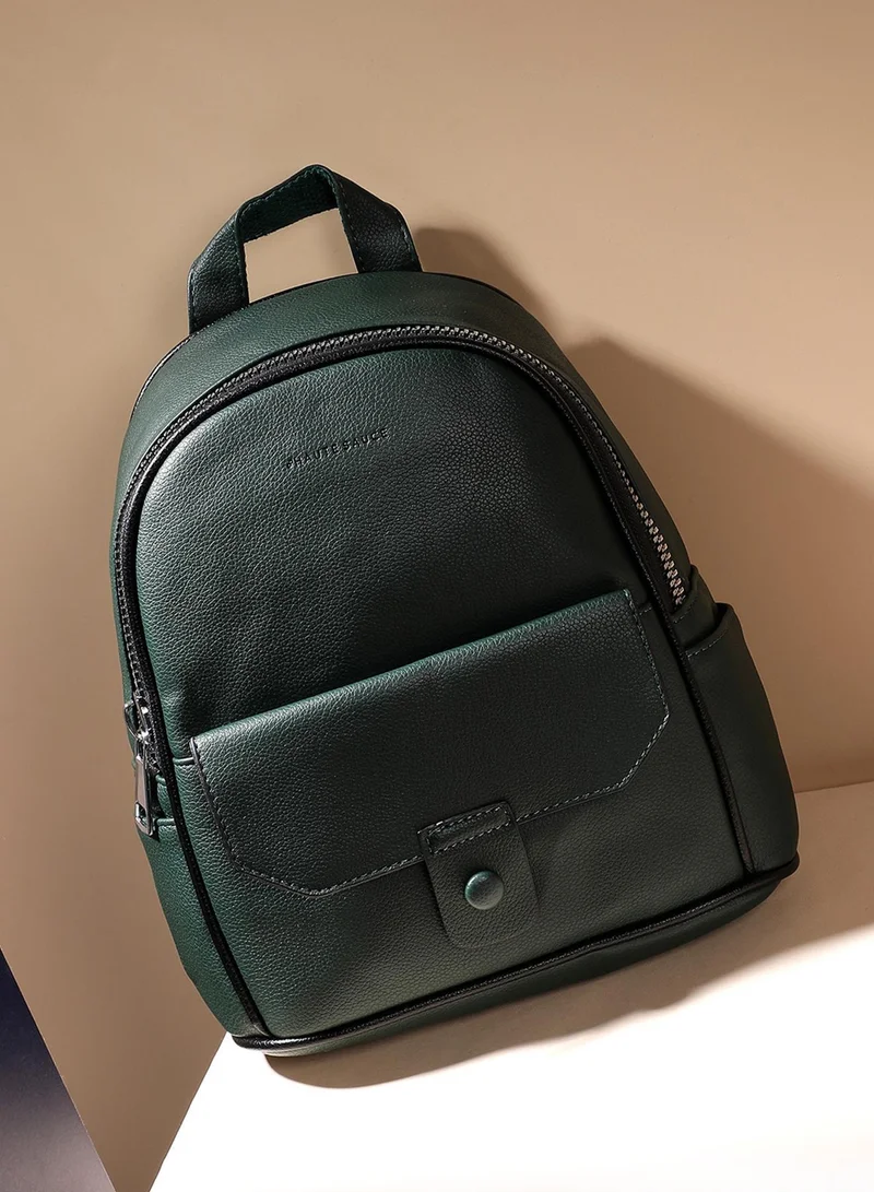 صوص هاوت حقيبة ظهر صغيرة مستديرة مرتفعة - أخضر غامق