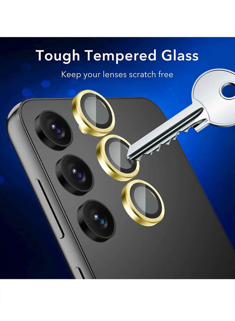 Wtech Samsung Galaxy S24 FE 5G 2024 Premium Alloy Ring Camera Lens Tempered Glass Protector Shield (MLGITR)  - Yellow - Image 2